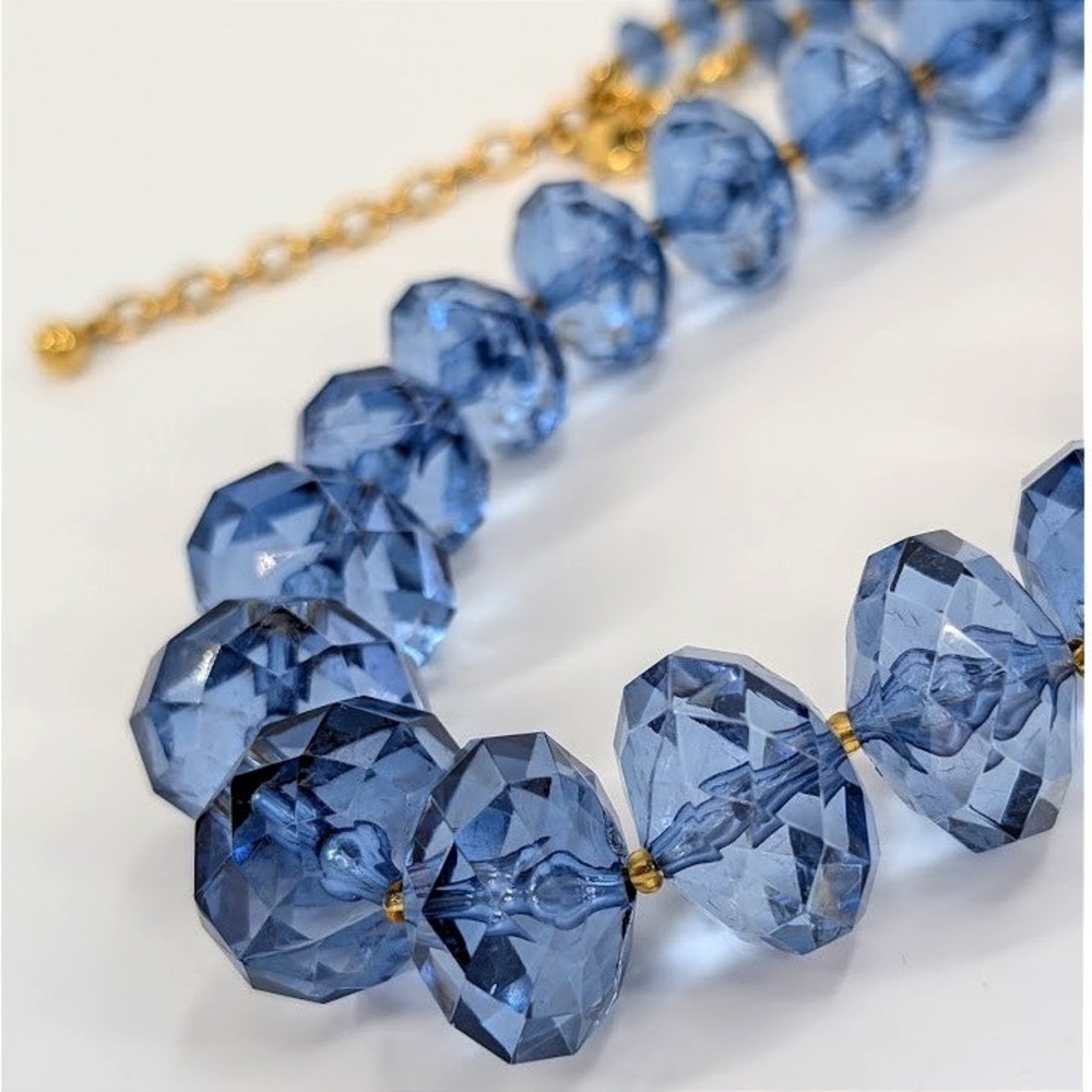 Joan Rivers Blue Glass Faceted Bead Necklace Graduated Hollywood Regency - Picture 7 of 12